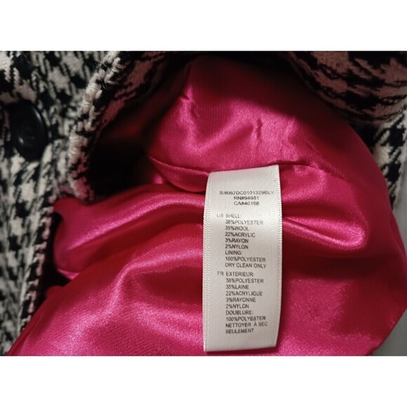 Forever 21 Wool Blend Pea Coat Double Breasted Black White Plaid S - Picture 5 of 6